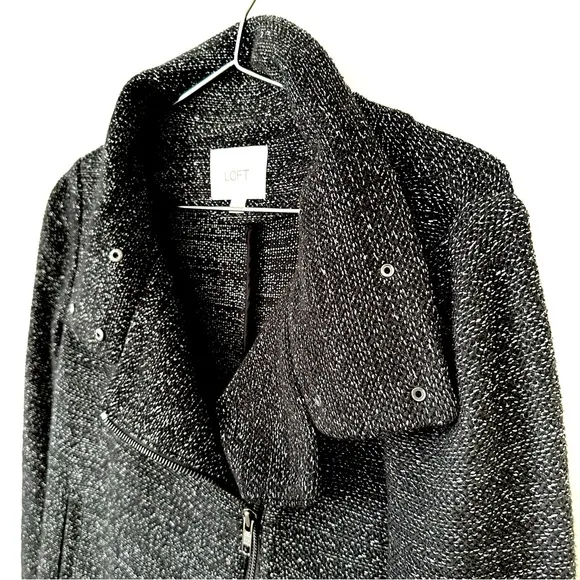 | loft • herringbone zip front moto blazer jacket • size xs |