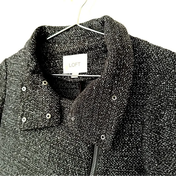 | loft • herringbone zip front moto blazer jacket • size xs |