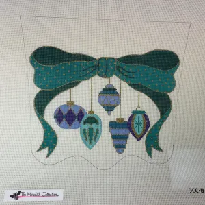 * Meredith Collection XC-8 Ornaments with Teal Bow Stocking Cuff