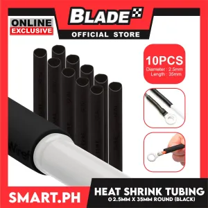 10pcs Heat Shrink Tube Wire Round 2.5x35mm (Black) Insulated Heat Shrink Tubing Cable Wrap