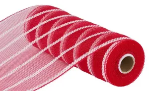 10" Vertical Wide Stripe Mesh: Red, White (10 Yards) RE8903N5