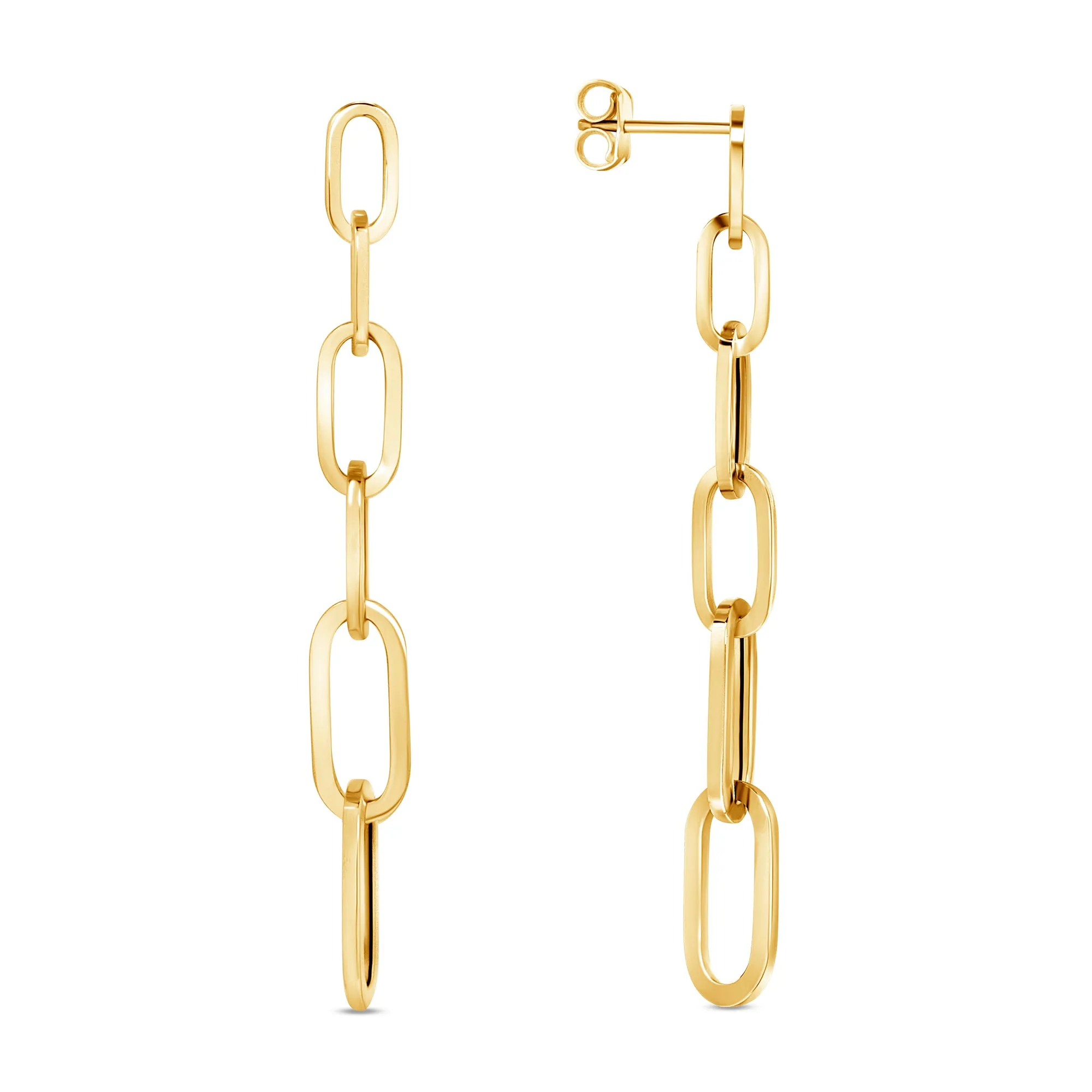 14K Gold Graduated Chain-link Drop Earrings