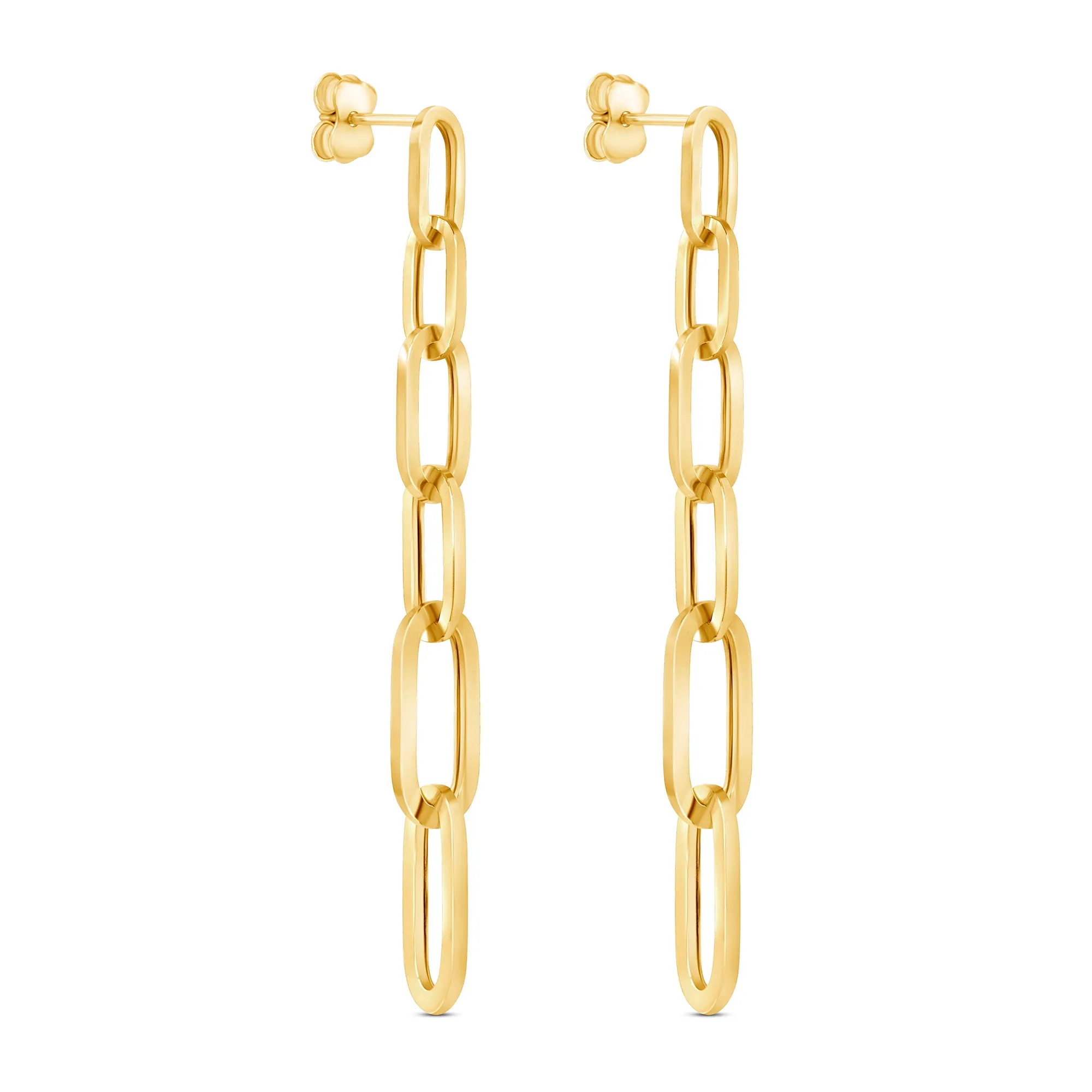 14K Gold Graduated Chain-link Drop Earrings