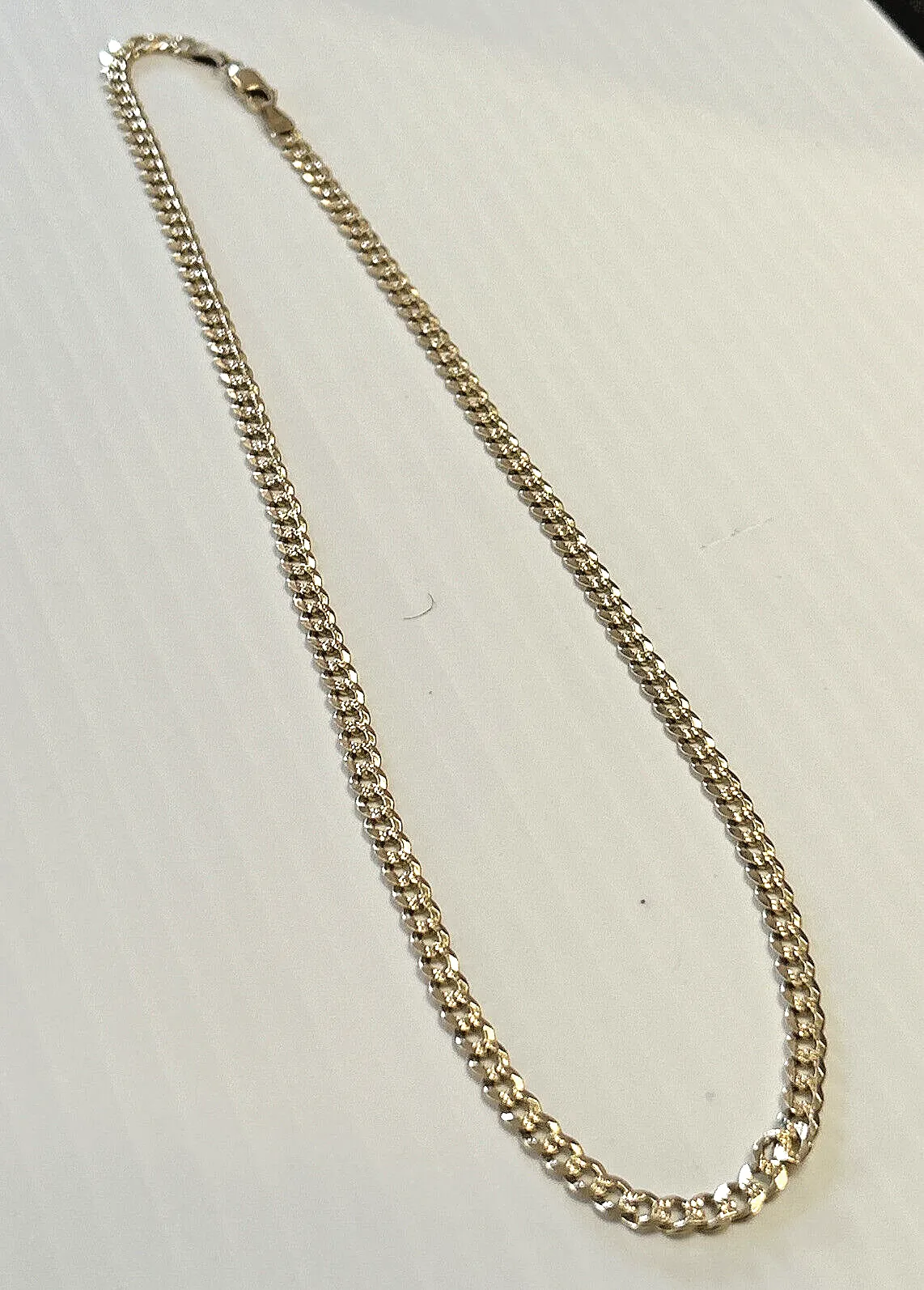 14k Italy Solid Etched Curb Link Chain 19" ~ 15.1 Grams ~ 4.4mm
