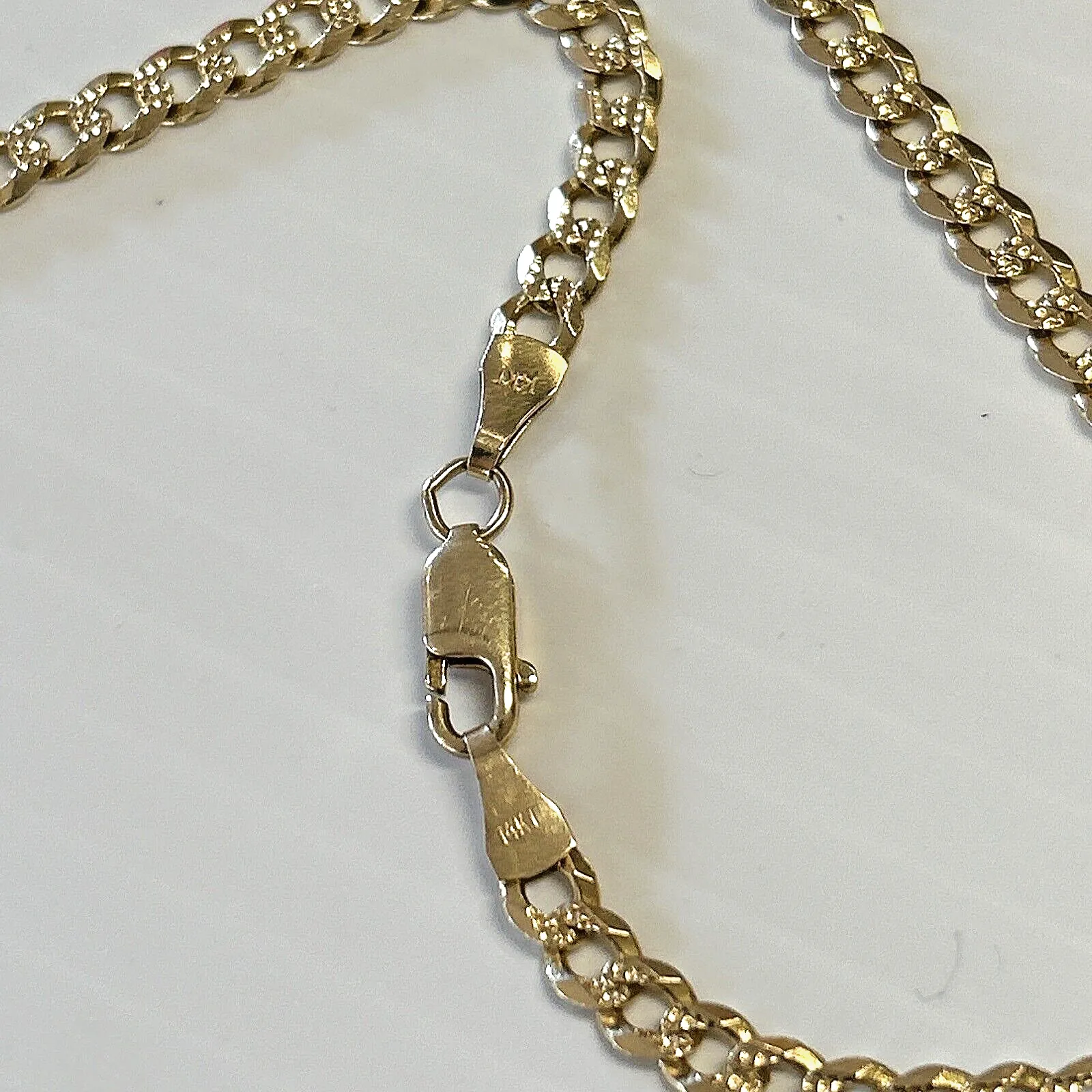 14k Italy Solid Etched Curb Link Chain 19" ~ 15.1 Grams ~ 4.4mm