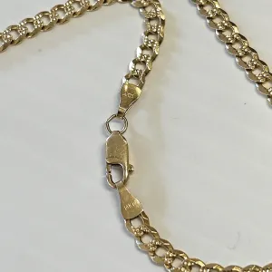 14k Italy Solid Etched Curb Link Chain 19" ~ 15.1 Grams ~ 4.4mm