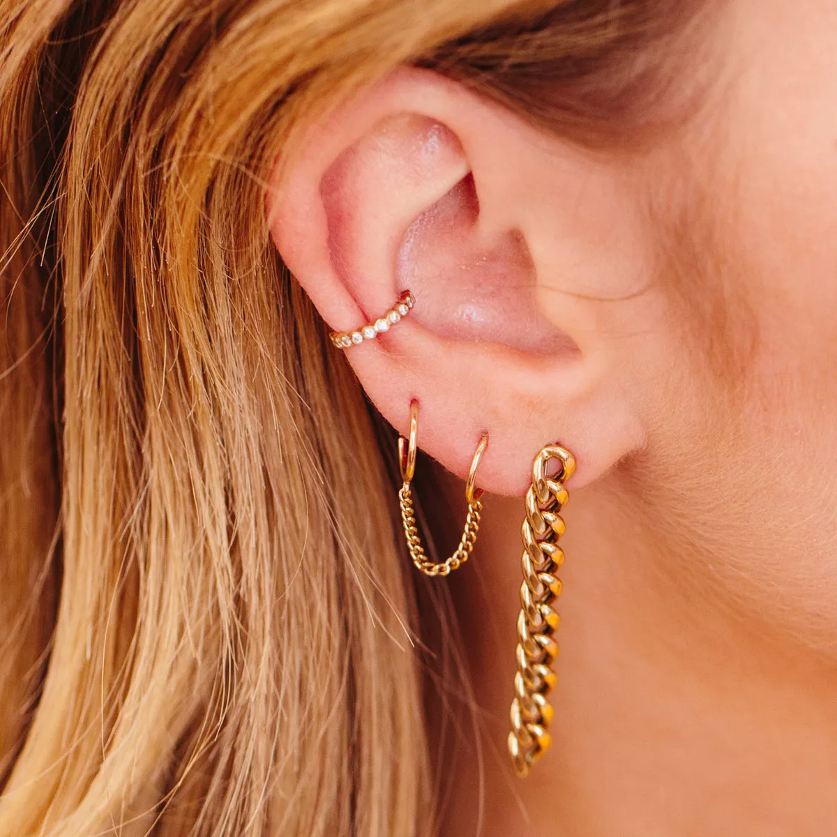 14k Large Curb Chain Link Drop Earrings - SALE
