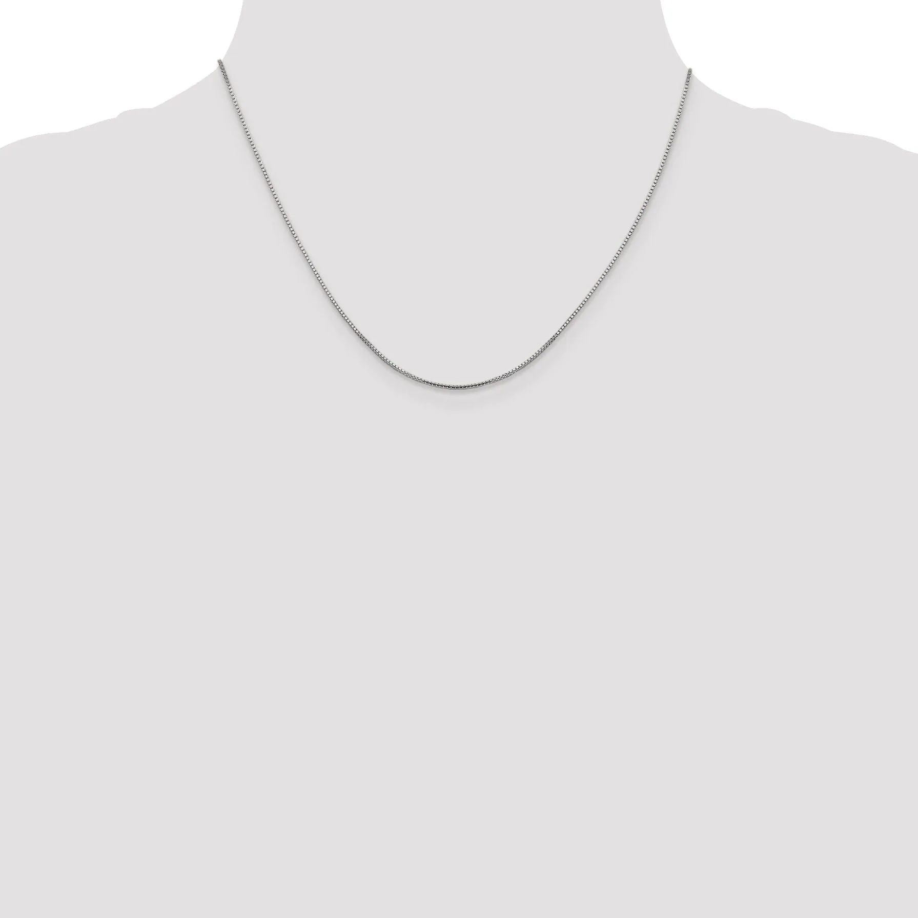 14K White Gold 1 mm Octagonal Sparkle Box Chain
