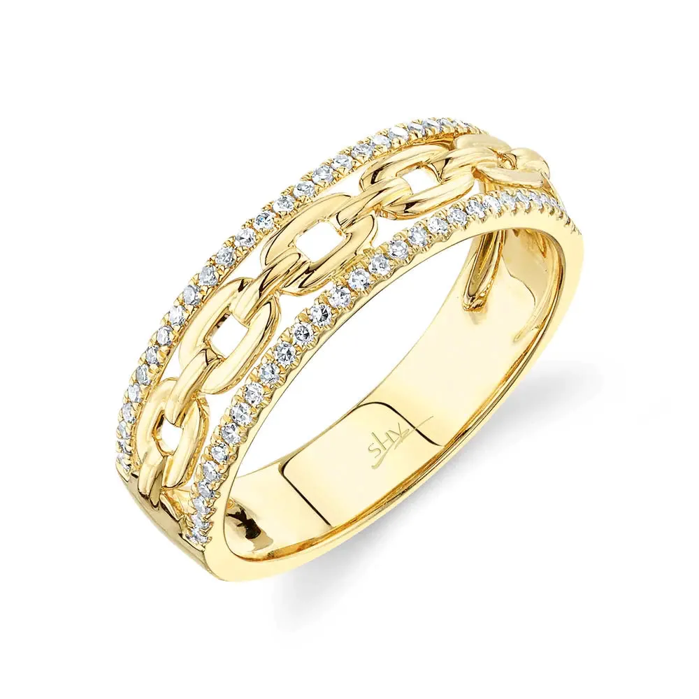 14K Yellow Gold Diamond Link Ring