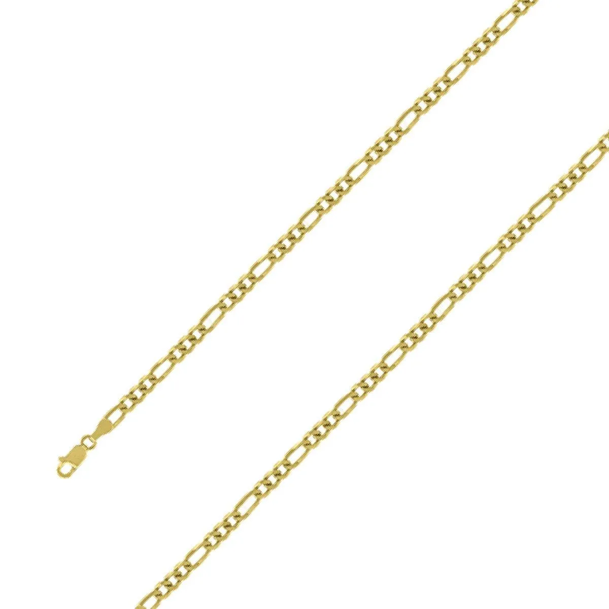 14k Yellow Gold Plated 4mm Silver Figaro Chain Size- 8"