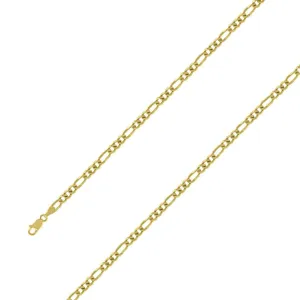 14k Yellow Gold Plated 4mm Silver Figaro Chain Size- 8"