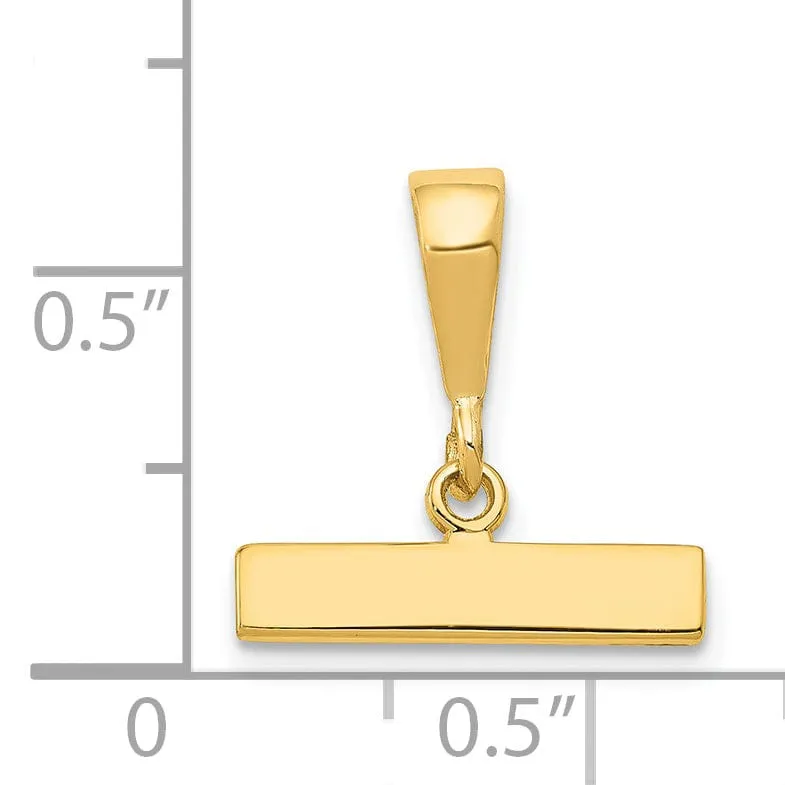 14k Yellow Gold Polished Finish Large Size Top Bar for Number Charm Pendant