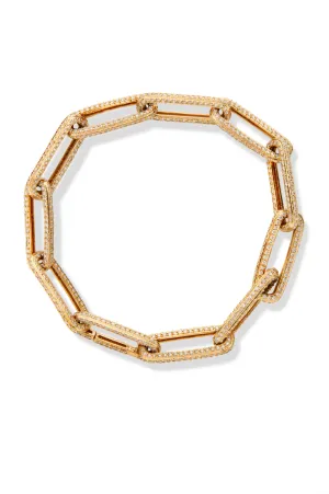 14KY Open Pave Rectangle Link Bracelet 5.65ct