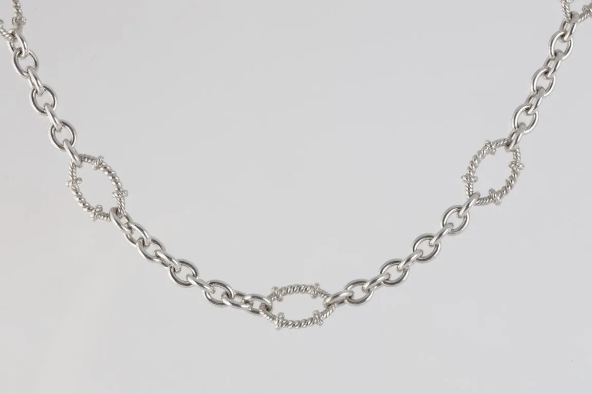 17.5” Judith Ripka 925 Silver Oval Link Necklace (37.40g)