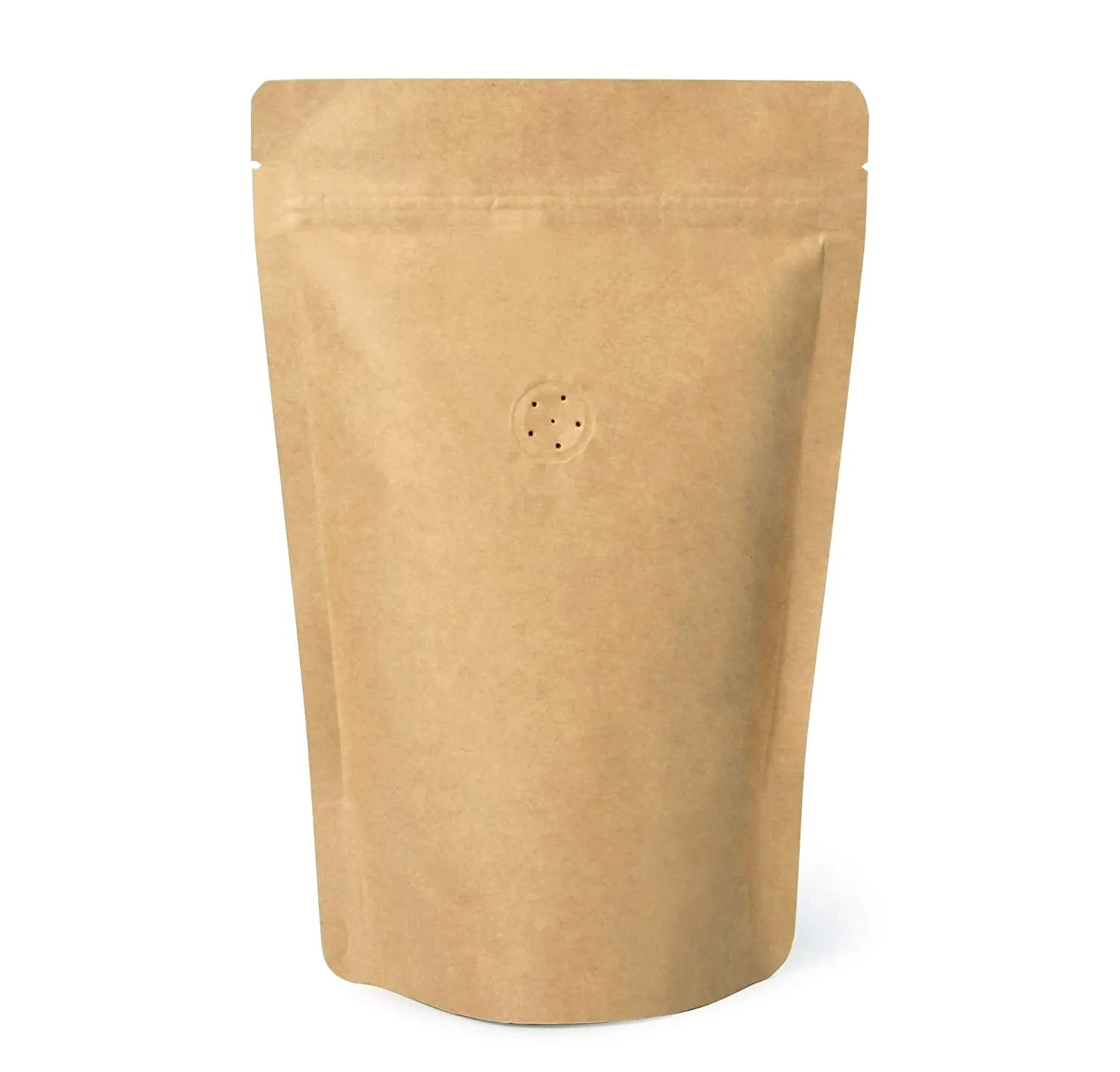 250g / 8oz / ½lb Kraft Paper Stand Up Coffee Bag Pouch. Round Bottom, Zip Lock, Degassing Valve and Heat Seal-able. Pack of 10