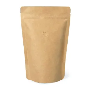 250g / 8oz / ½lb Kraft Paper Stand Up Coffee Bag Pouch. Round Bottom, Zip Lock, Degassing Valve and Heat Seal-able. Pack of 10