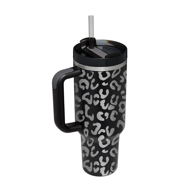 40 Oz Insulated Tumbler with Handle & Straw - Stainless Steel Spill-Proof Coffee Cup with Lid, Perfect for Travel, Car, Gym, Office, Valentine’s Day Gifts
