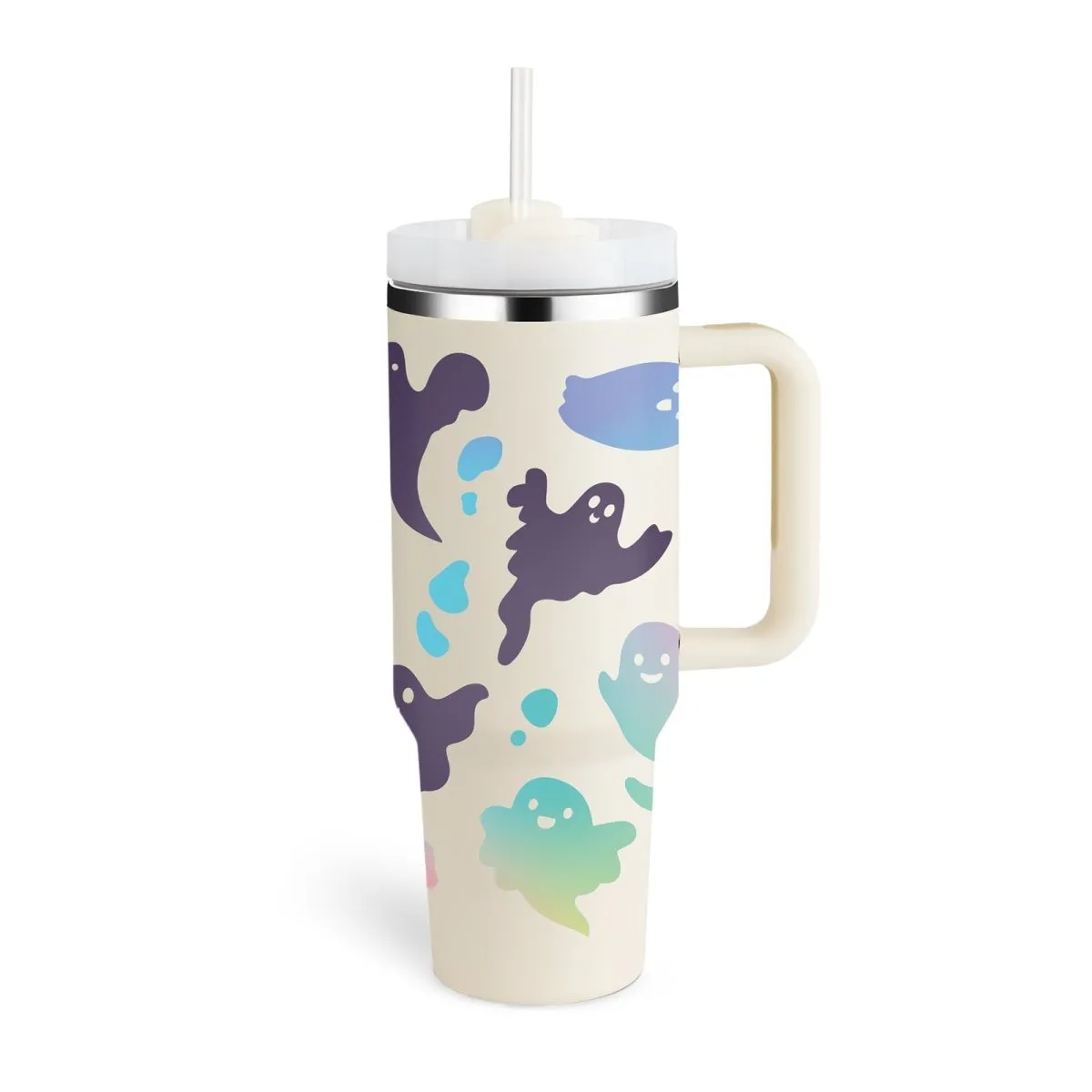 40 Oz Insulated Tumbler with Handle & Straw - Stainless Steel Spill-Proof Coffee Cup with Lid, Perfect for Travel, Car, Gym, Office, Valentine’s Day Gifts