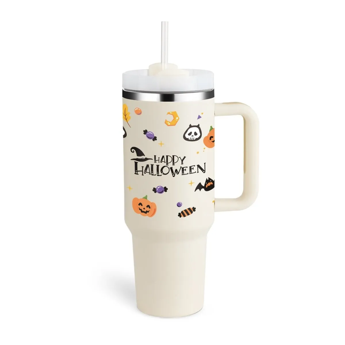 40 Oz Insulated Tumbler with Handle & Straw - Stainless Steel Spill-Proof Coffee Cup with Lid, Perfect for Travel, Car, Gym, Office, Valentine’s Day Gifts
