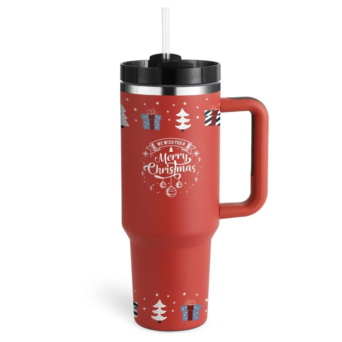 40 Oz Insulated Tumbler with Handle & Straw - Stainless Steel Spill-Proof Coffee Cup with Lid, Perfect for Travel, Car, Gym, Office, Valentine’s Day Gifts