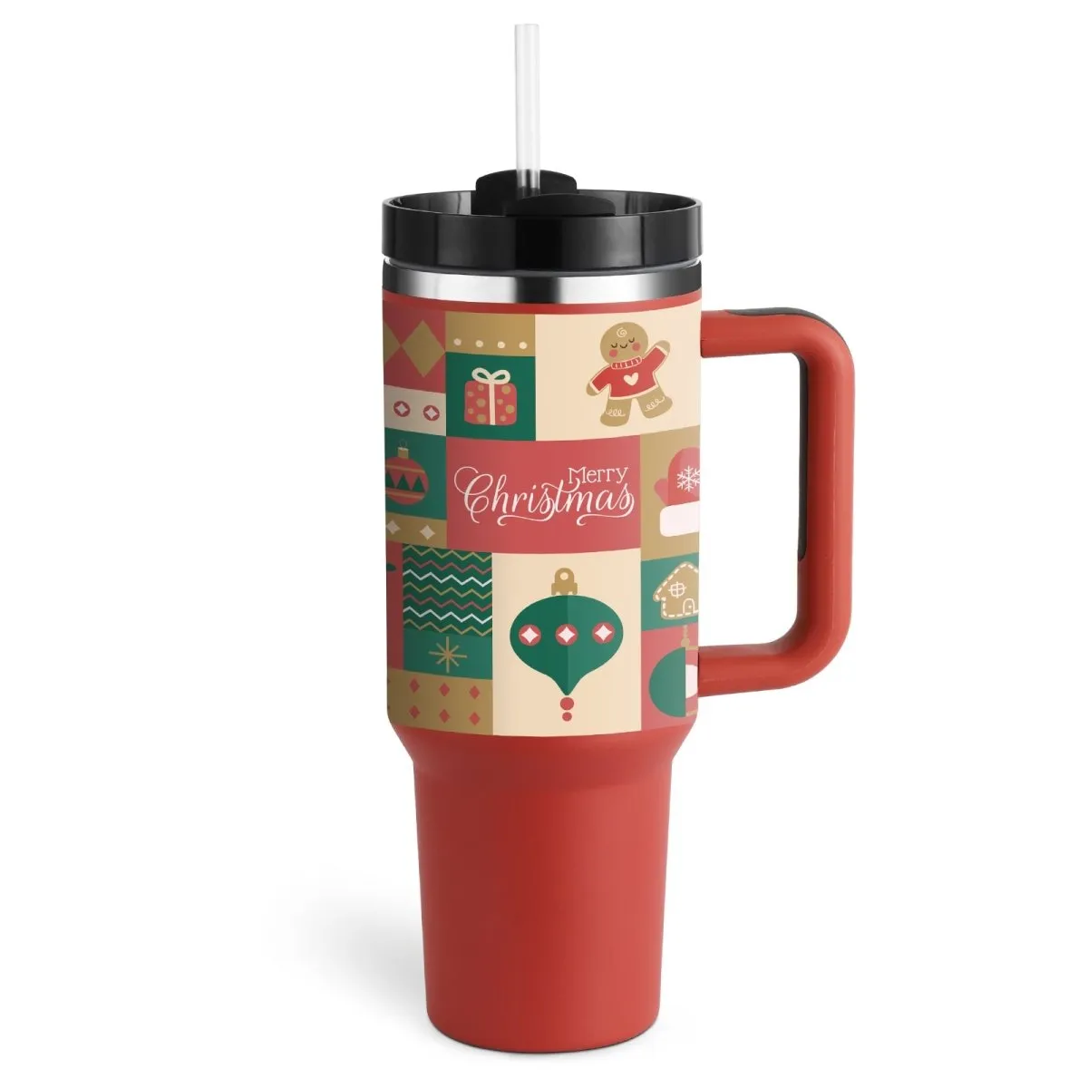 40 Oz Insulated Tumbler with Handle & Straw - Stainless Steel Spill-Proof Coffee Cup with Lid, Perfect for Travel, Car, Gym, Office, Valentine’s Day Gifts
