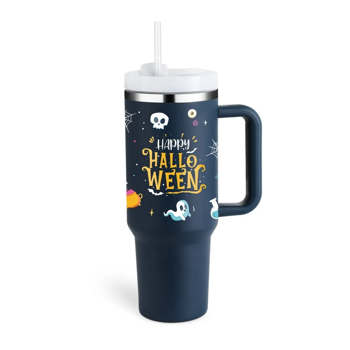40 Oz Insulated Tumbler with Handle & Straw - Stainless Steel Spill-Proof Coffee Cup with Lid, Perfect for Travel, Car, Gym, Office, Valentine’s Day Gifts