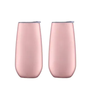 6 Oz Pink Champagne Flutes, Set Of 2