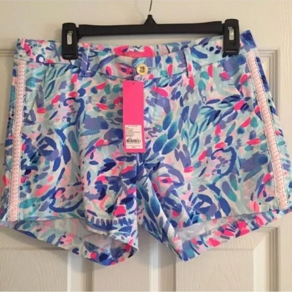 64.00 NWT Lilly Pulitzer SZ 00 Callahan Shorts Party Wave