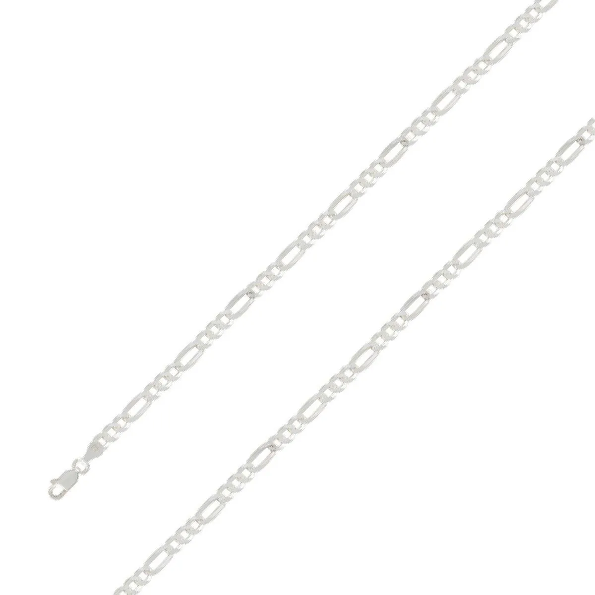 925 Sterling 5mm Silver Diamond Cut E-Coated Figaro Chain Size- 9"