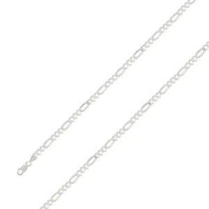 925 Sterling 5mm Silver Diamond Cut E-Coated Figaro Chain Size- 9"