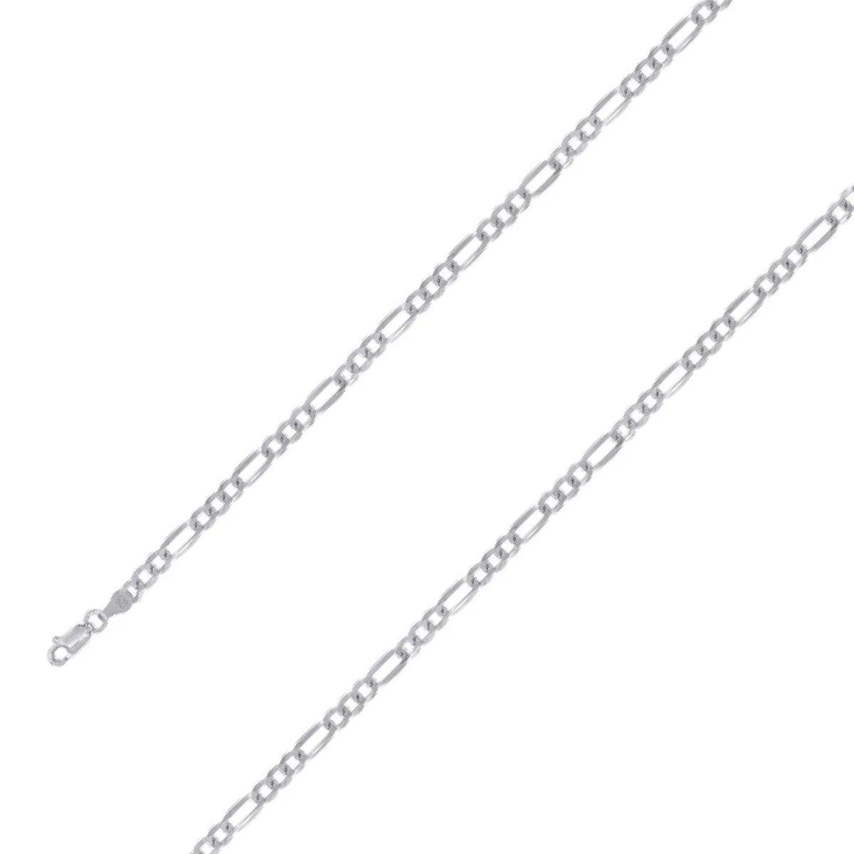 925 Sterling 5mm Silver Rhodium Plated Figaro Chain Size- 7"