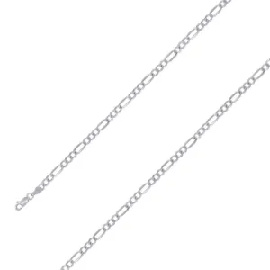 925 Sterling 5mm Silver Rhodium Plated Figaro Chain Size- 7"