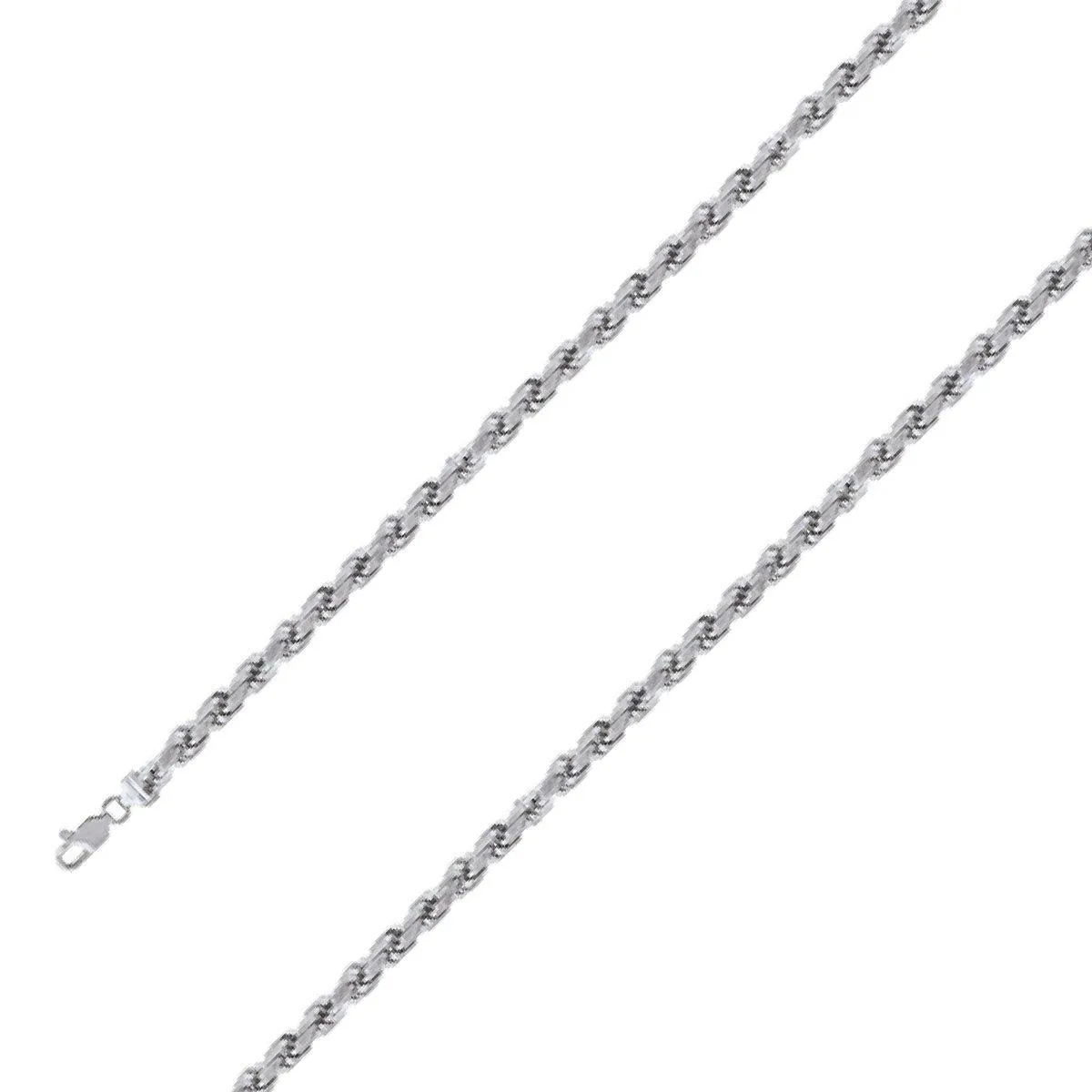 925 Sterling 5mm Silver Rhodium Plated Rope Chain Size- 9"