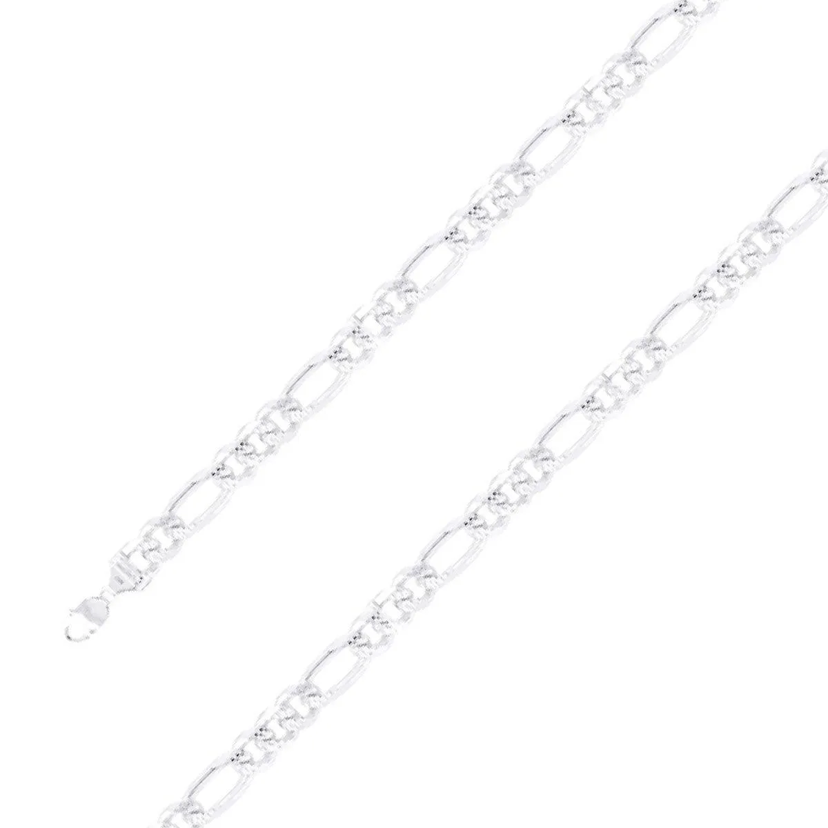 925 Sterling 9.5mm Silver Diamond Cut Classic Figaro Chain Size- 7"