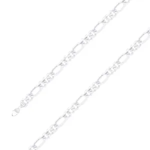 925 Sterling 9.5mm Silver Diamond Cut Classic Figaro Chain Size- 7"