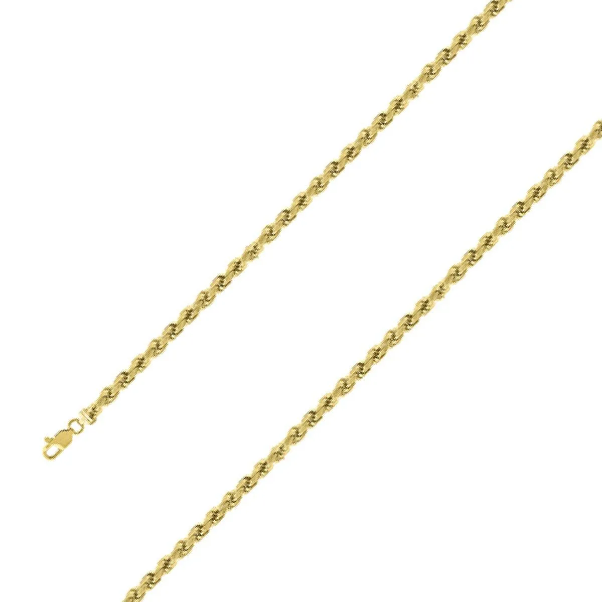 925 Sterling Silver 4mm Yellow Gold Plated Rope Chain Size- 9"