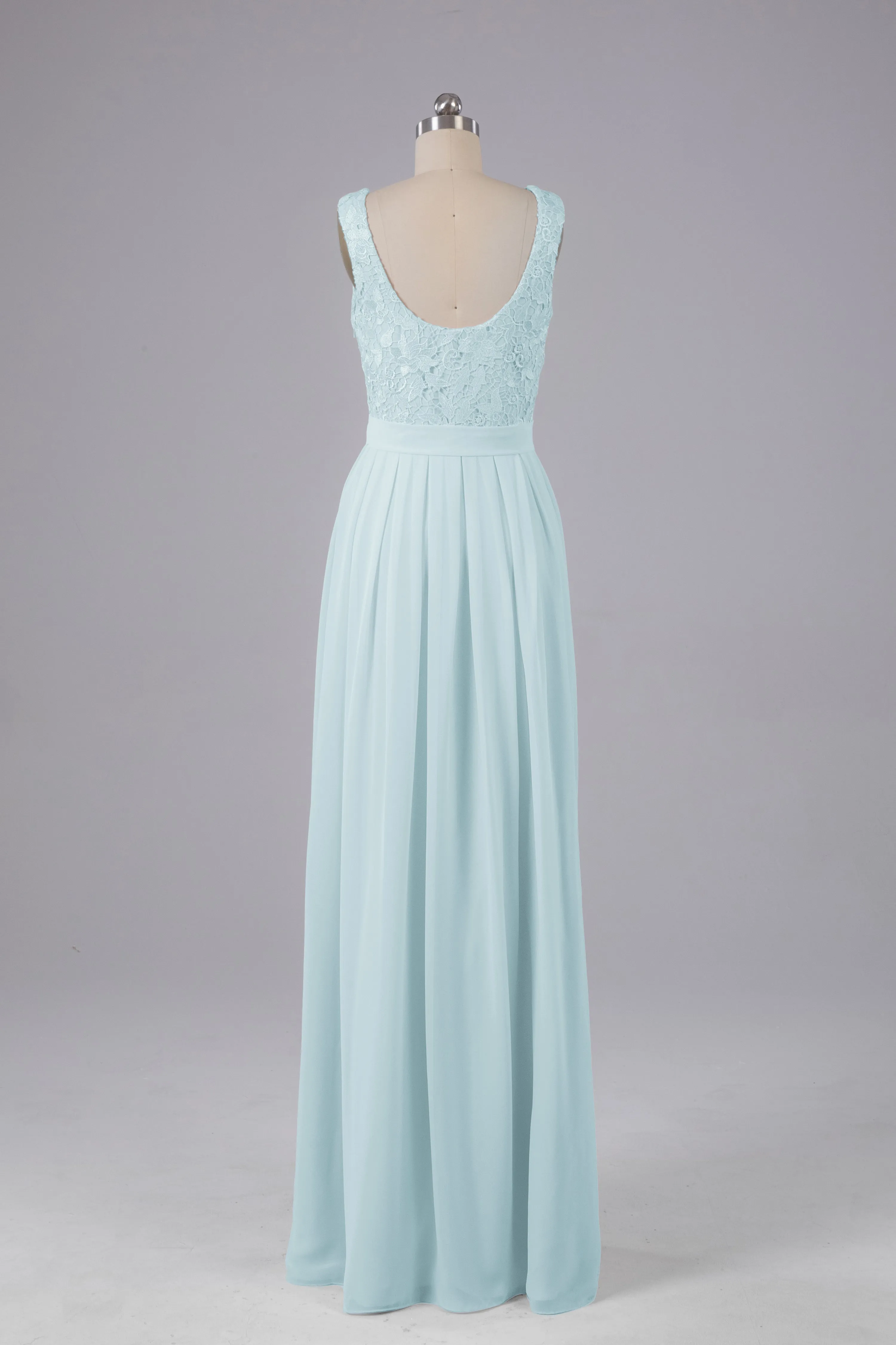 A-line Lace Top Floor Length Chiffon Bridesmaid Dresses