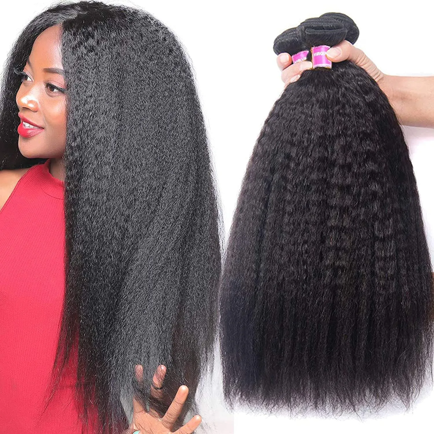 Alipop Hair 4 Bundles Kinky Straight Hair 100% Unprocessed Virgin Hair