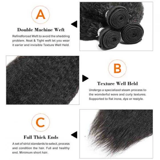 Alipop Hair 4 Bundles Kinky Straight Hair 100% Unprocessed Virgin Hair