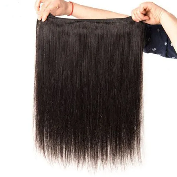 Alipop Hair Straight Hair 4 Bundles with Lace Closure Virgin Remy Hair Weave 100% Unprocessed Human Natural Color