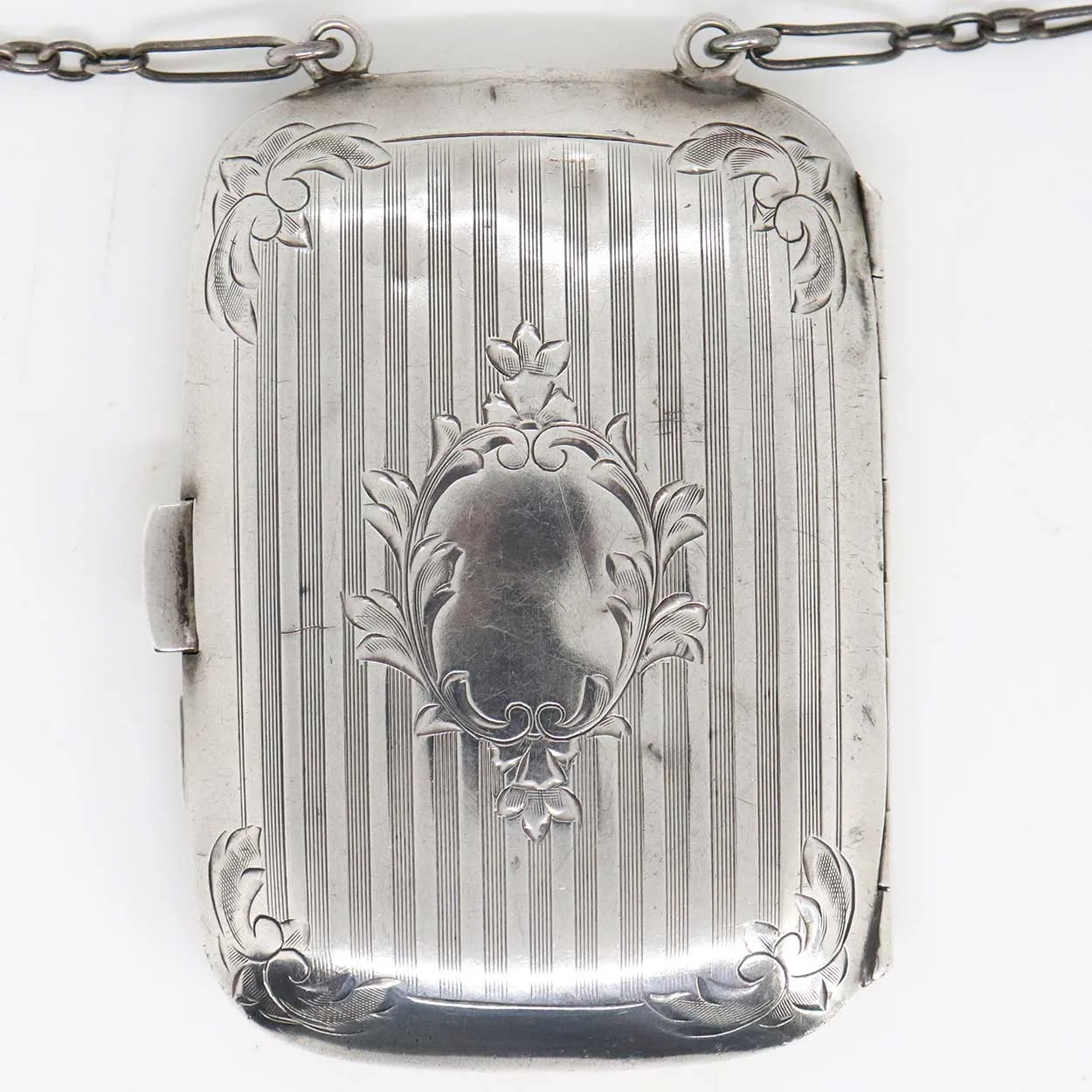 American Sterling Silver Calling Card / Dance Card Purse on Chain