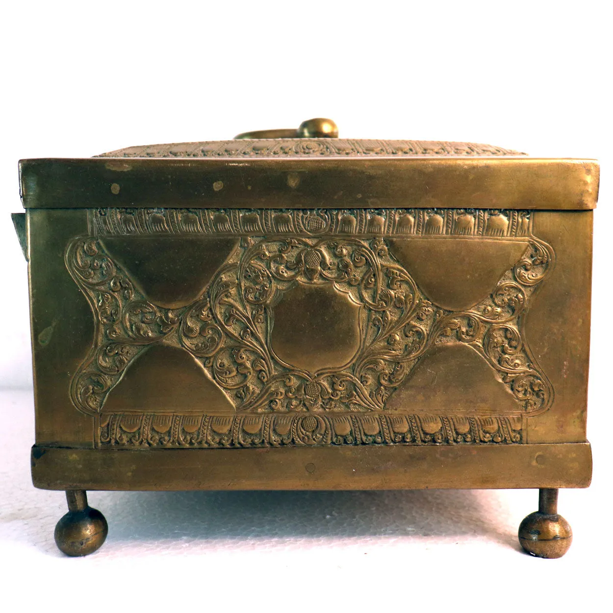 Anglo Indian Chased Brass Casket Desk Box