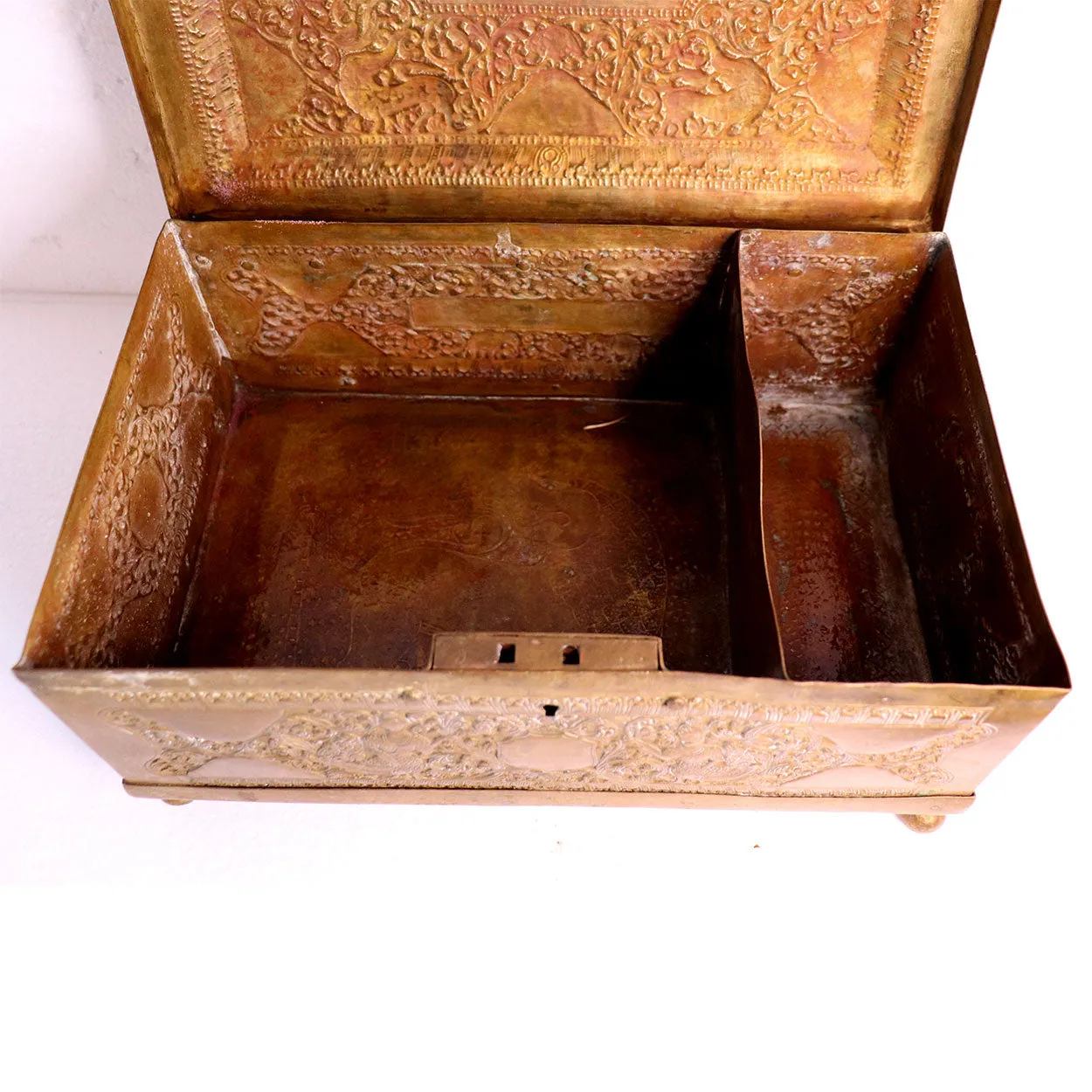 Anglo Indian Chased Brass Casket Desk Box