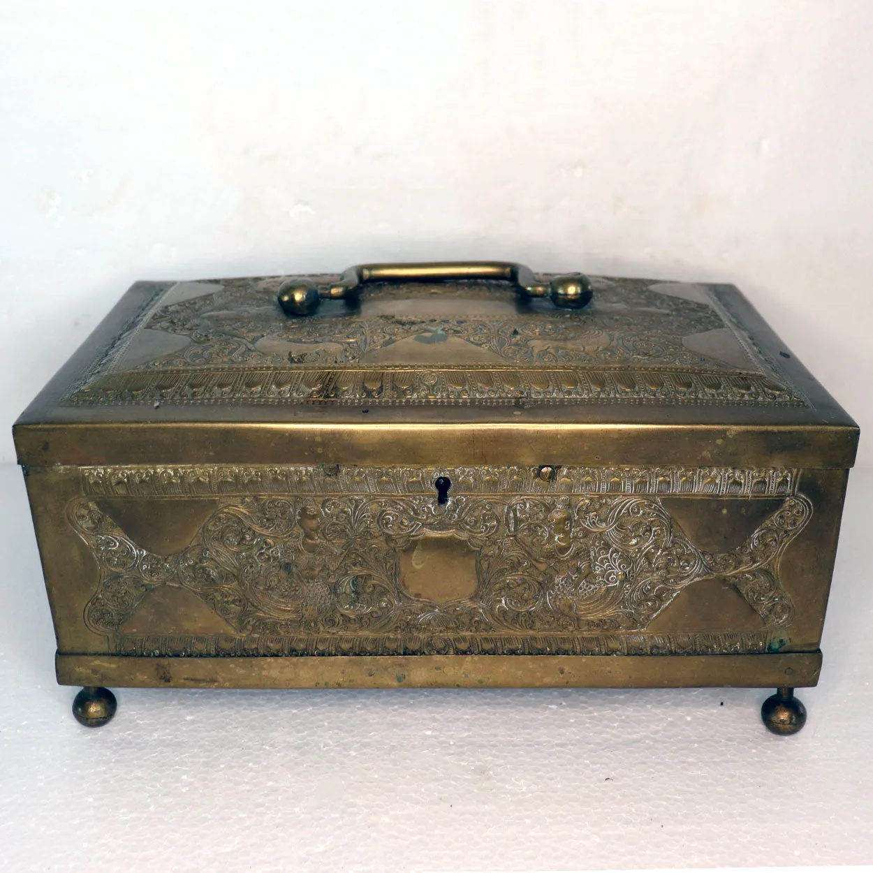 Anglo Indian Chased Brass Casket Desk Box