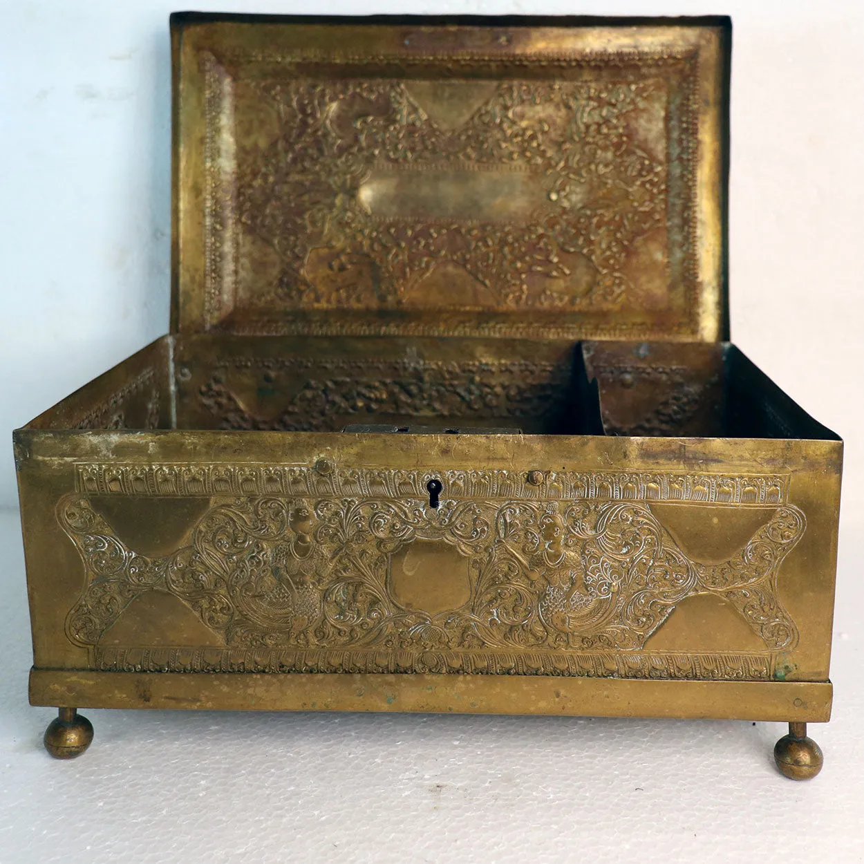 Anglo Indian Chased Brass Casket Desk Box