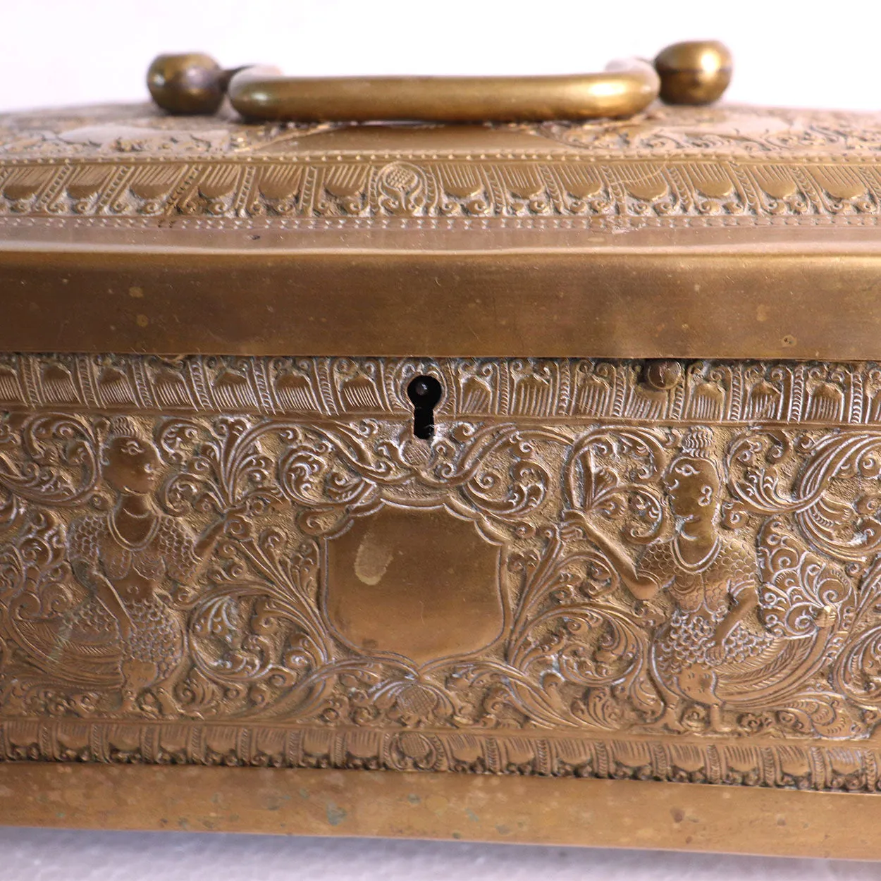 Anglo Indian Chased Brass Casket Desk Box