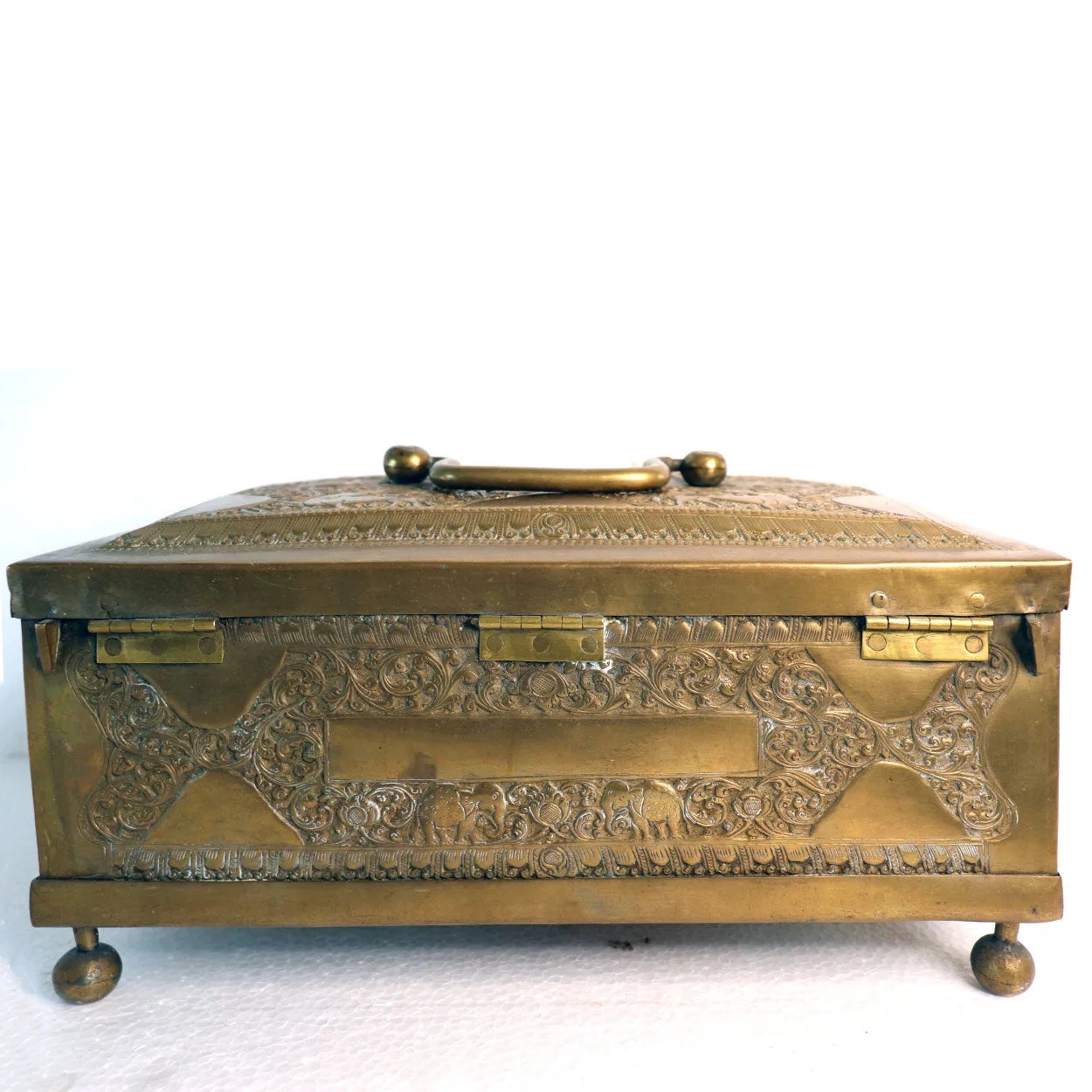 Anglo Indian Chased Brass Casket Desk Box