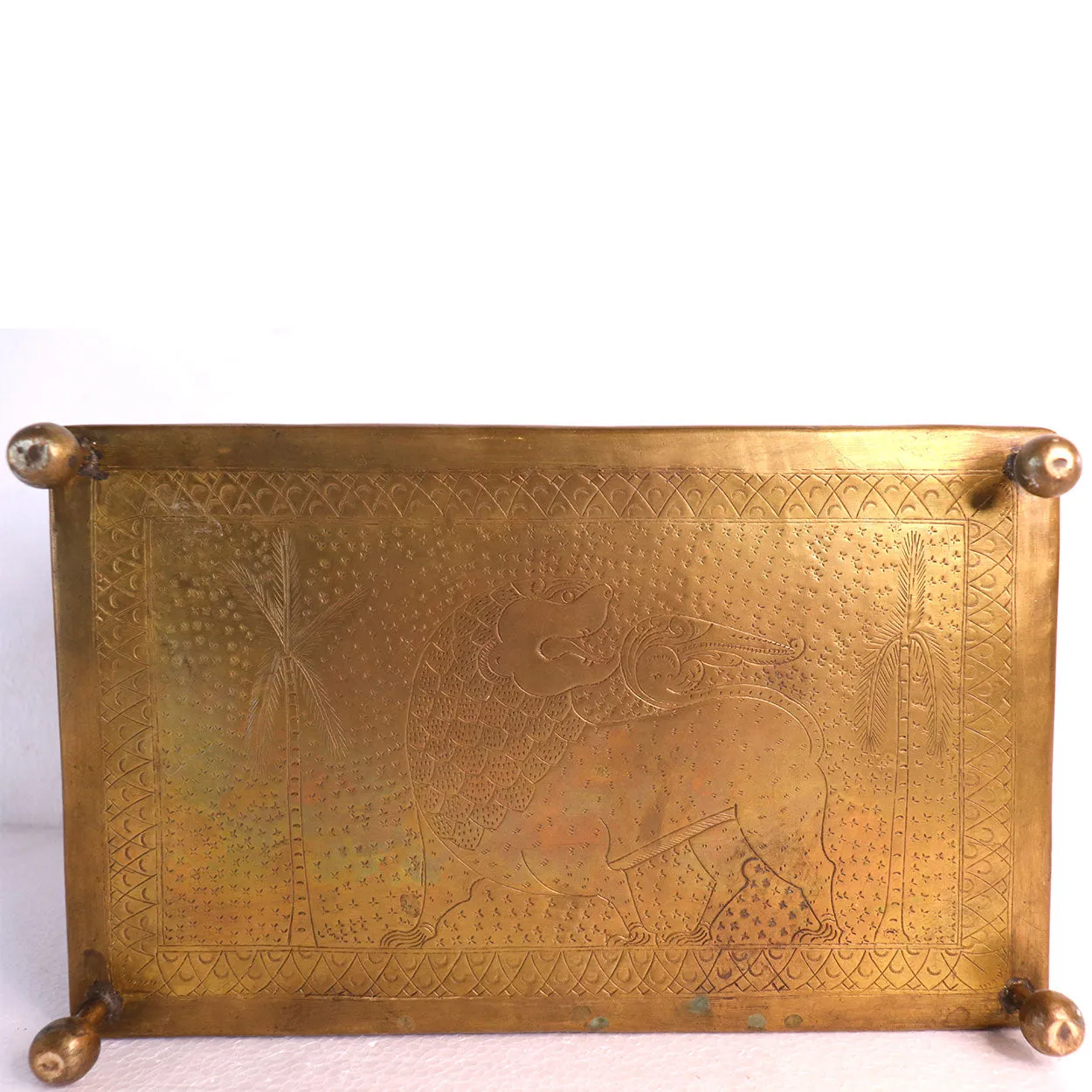 Anglo Indian Chased Brass Casket Desk Box