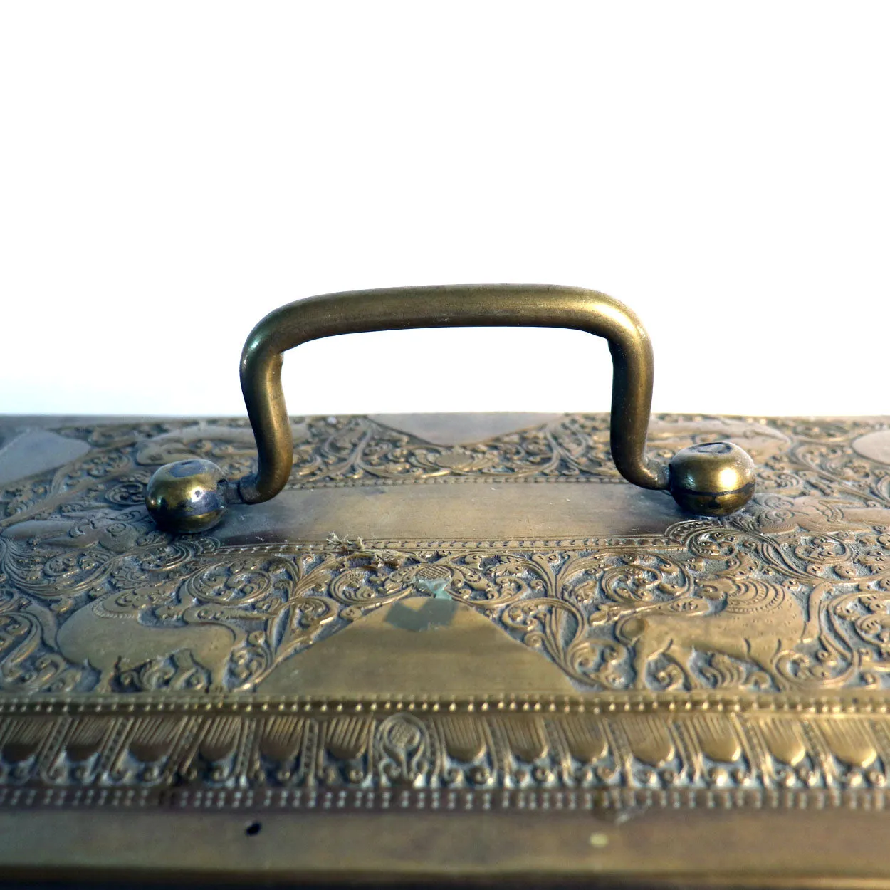 Anglo Indian Chased Brass Casket Desk Box