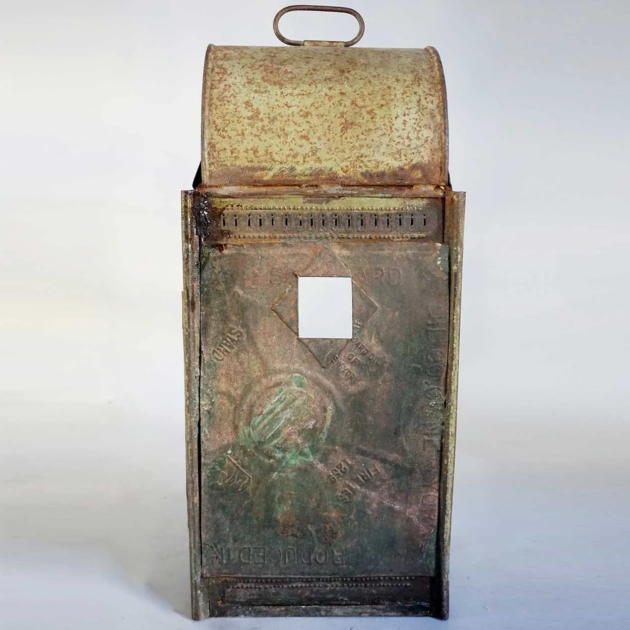 Anglo Indian Painted Iron, Tole and Glass Candle Wall / Tabletop Lantern